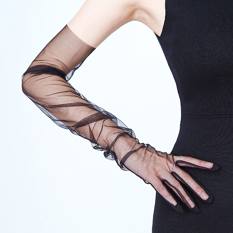 Mesh black gloves